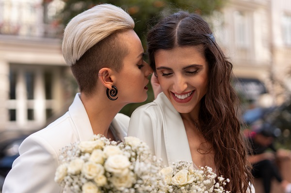 Coppia il giorno della celebrazione dell'unione civile.